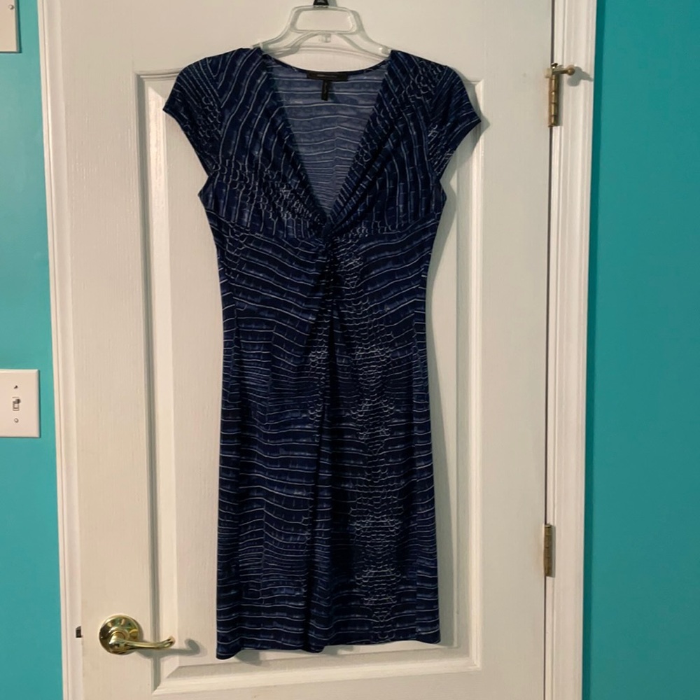 BCBG Max Azria Blue Snakeskin Pattern Wrap Dress